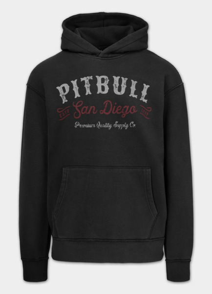 Bluza męska z kapturem washed PIT BULL "STRENGTH & RESPECT" - ciemny grafitowy