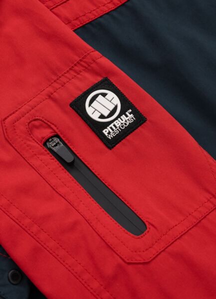Kurtka przejściowa męska z kapturem PIT BULL "2 Color Longwood" - czerwony/off-white/granatowy