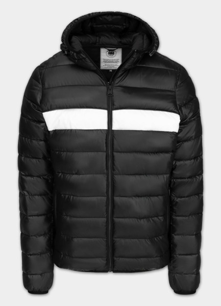 Kurtka zimowa PIT BULL pikowana z kapturem "SHATTO" - czarny/biały