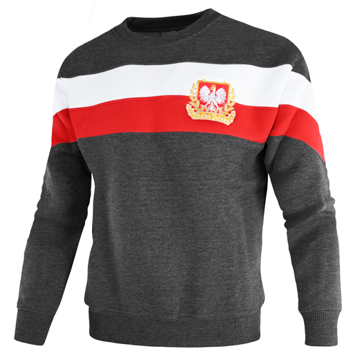 Bluza patriotyczna klasyczna pasy Aquila "Polska" - grafitowa