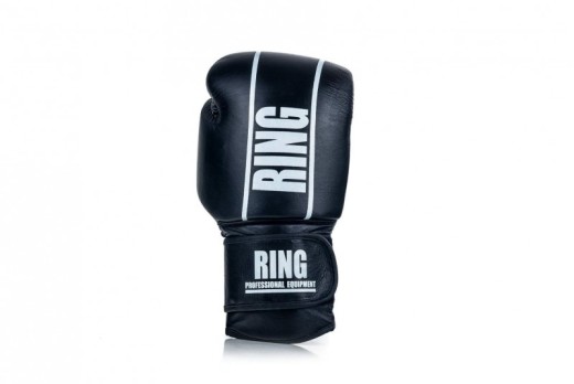 Rękawice bokserskie RING Competition skórzane - czarne