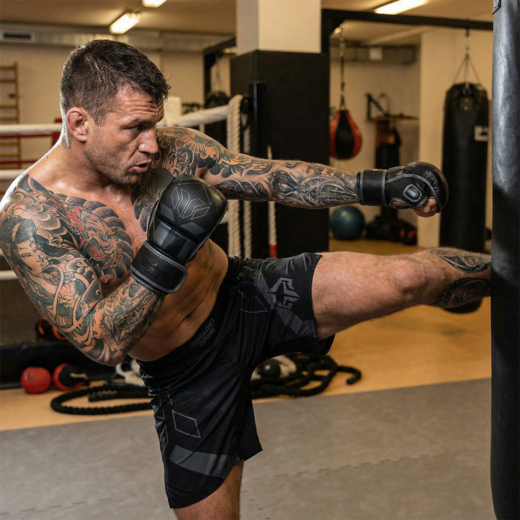 Rękawice sparingowe Ground Game MMA "Logo 3.0 Shadow" - czarno/czarne