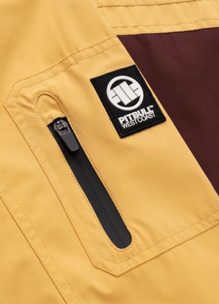 Kurtka przejściowa męska z kapturem PIT BULL "2 Color Longwood" - żółty/off-white/bordowy
