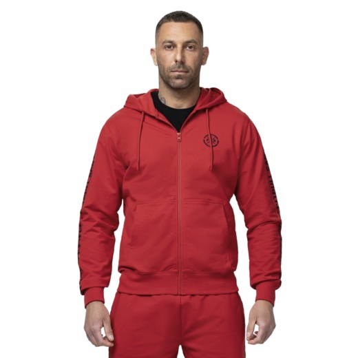 Bluza męska rozpinana z kapturem PIT BULL "TAPE PARKER" - czerwony