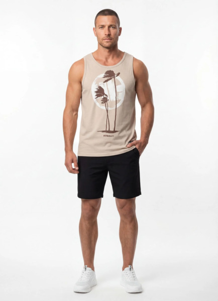 Tank Top PIT BULL Slim Fit "PALMS" - jasny piaskowy