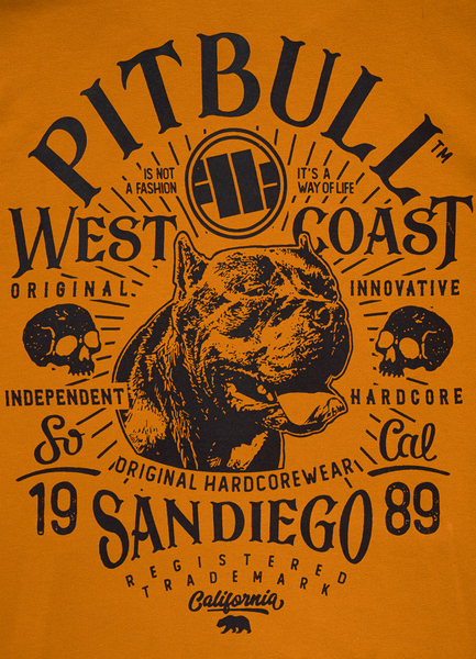 Bluza rozpinana z kapturem PIT BULL Tricot "San Diego 89" - miodowy