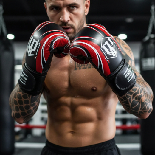 Rękawice bokserskie skórzane Masters RBT-5A czarno-czerwone 