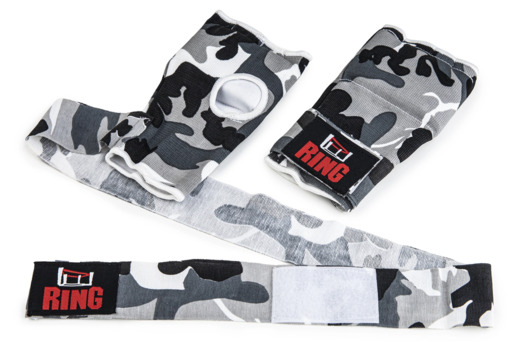 Gel boxing bandage, wraps, gel gloves, Ring camo - black