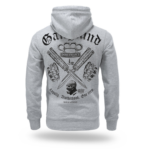 Bluza z kapturem Dobermans Aggressive "ONE CREW GANGLAND BK384" - szara