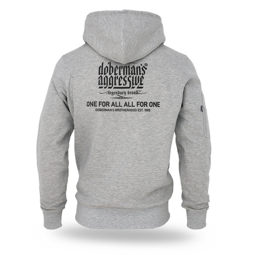 Bluza z kapturem rozpinana Dobermans Aggressive "LEGANCY BZK403" - szara