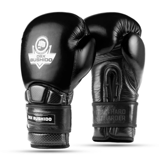 Warrior BLACK Genuine Leather Bushido Boxing Gloves