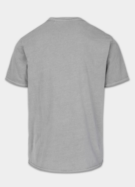 PIT BULL Denim Washed Raw Men&#39;s T-Shirt &quot;SKULL LOGO&quot; - Gray