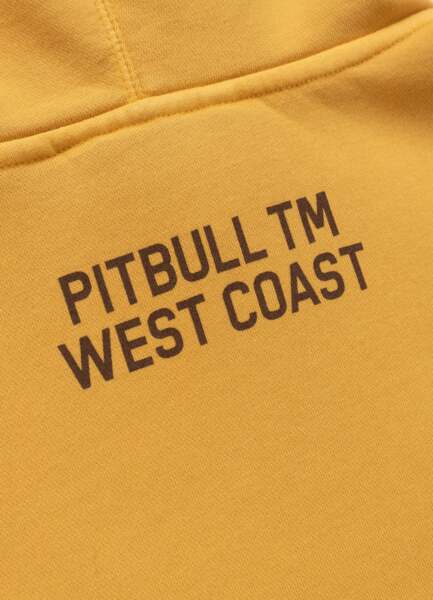 Bluza męska z kapturem washed PIT BULL "CALIFORNIA FLAG" - żółty
