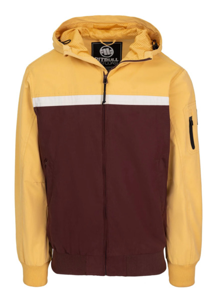 Kurtka przejściowa męska z kapturem PIT BULL "2 Color Longwood" - żółty/off-white/bordowy