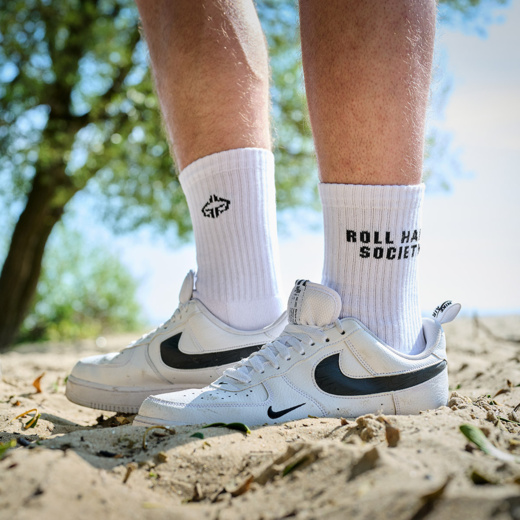 Skarpety Ground Game "Roll Hard Society" - białe
