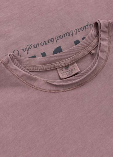 Koszulka męska PIT BULL Denim Washed Raw "PACIFIC" - bordowy