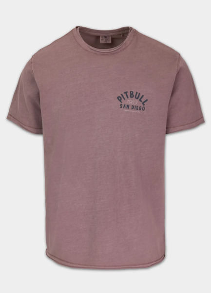 Koszulka męska PIT BULL Denim Washed Raw "PACIFIC" - bordowy