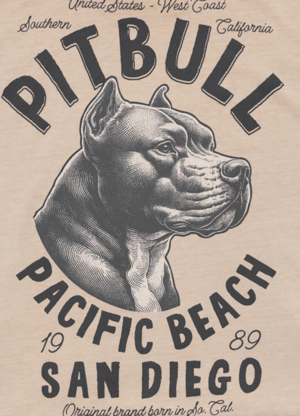 PIT BULL Denim Washed Raw Men&#39;s T-Shirt &quot;PACIFIC&quot; - Light Sand