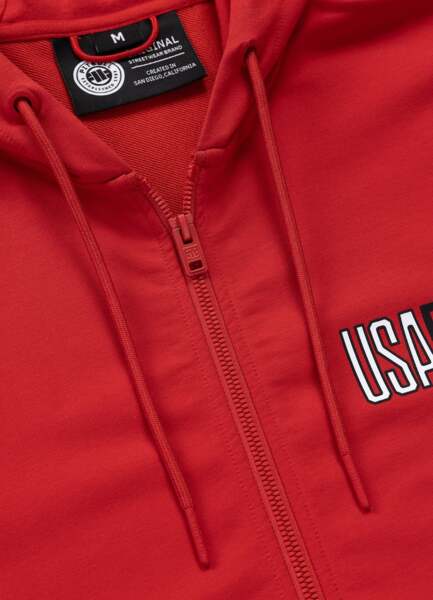 PIT BULL "USA" Zip-Up Hoodie - Red
