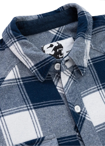 Koszula flanelowa "Mitchell" PIT BULL - granatowo/biała