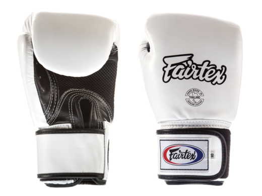 Rękawice bokserskie FAIRTEX BGV1-B (white/black 0palm) breathable "K"
