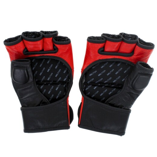 Beltor One MMA Leather Gloves - Black/Red