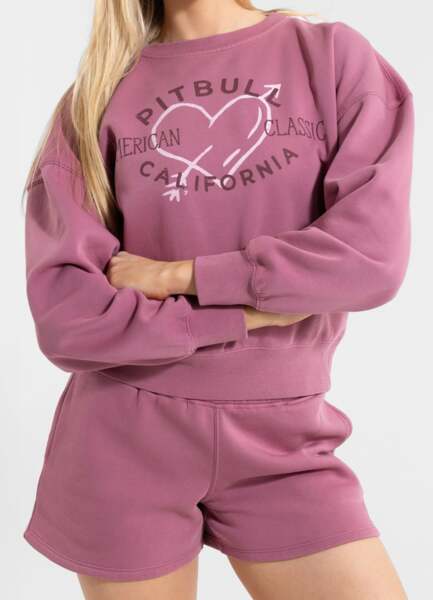 Women&#39;s classic sweatshirt WASHED PIT BULL &quot;MANZANITA HEART&quot; - pink