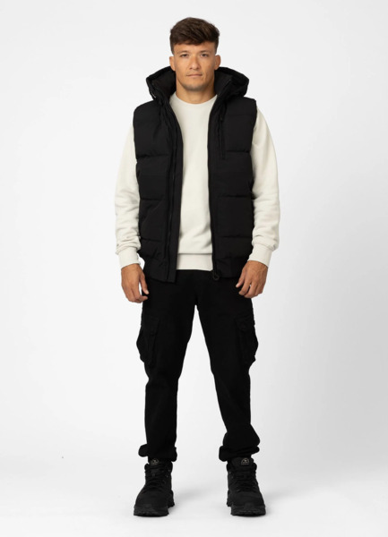 PIT BULL "Patton" Quilted Hooded Vest - Black