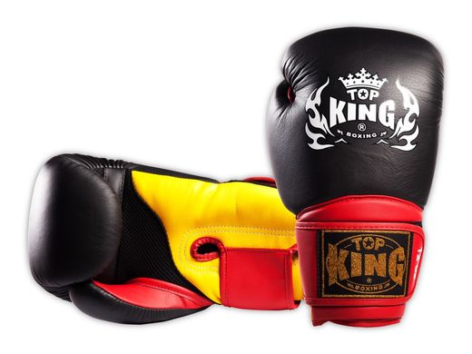  RĘKAWICE BOKSERSKIE TOP KING TKBGSA "SUPER AIR" (523) (black/red/yellow) "K"