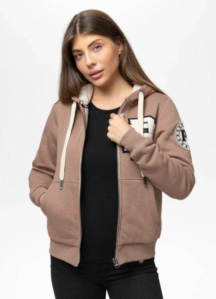 Women&#39;s zip-up hoodie PIT BULL &quot;RUFFINA PB&quot; - chocolate mousse