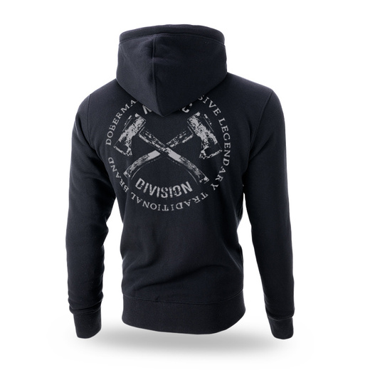 Bluza z kapturem rozpinana Dobermans Aggressive "HATCHET 2 BZ39" - czarna