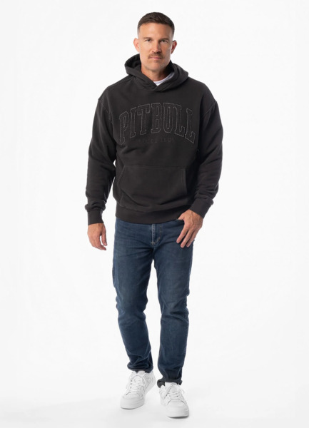 Bluza męska z kapturem washed PIT BULL "ORLANDO" - ciemny grafitowy