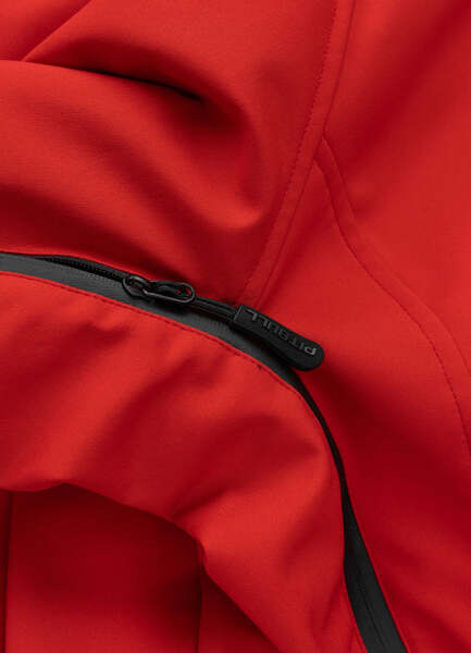 Kurtka zimowa Softshell z kapturem PIT BULL "Rockfish" - czerwony