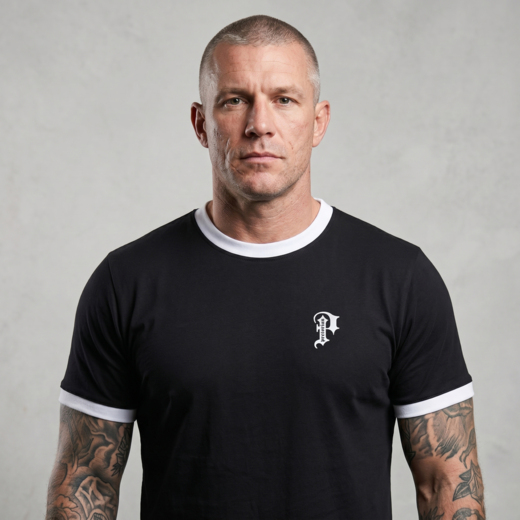 Pretorian Ringer "P" 3D T-Shirt - Black
