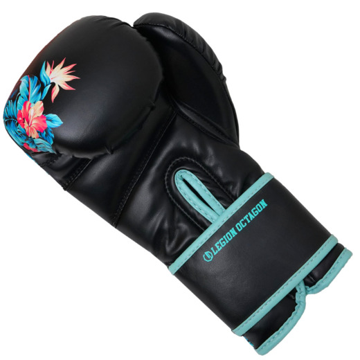 Rękawice bokserskie damskie Legion Octagon Flower - black/sea green
