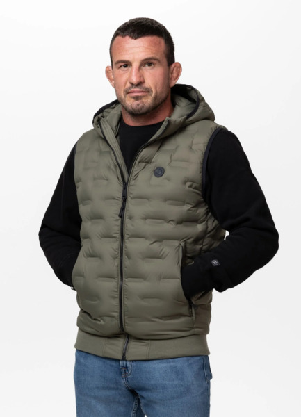 PIT BULL &quot;FISK&quot; quilted vest with hood - olive