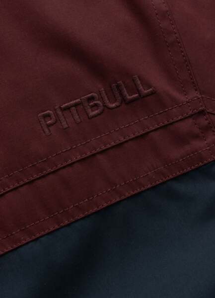 Kurtka przejściowa męska z kapturem PIT BULL "2 Color Longwood" - bordowy/off-white/granatowy