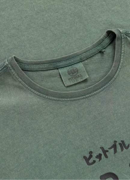 PIT BULL Denim Washed Men&#39;s T-Shirt &quot;MT. FUJI&quot; - Dark Green