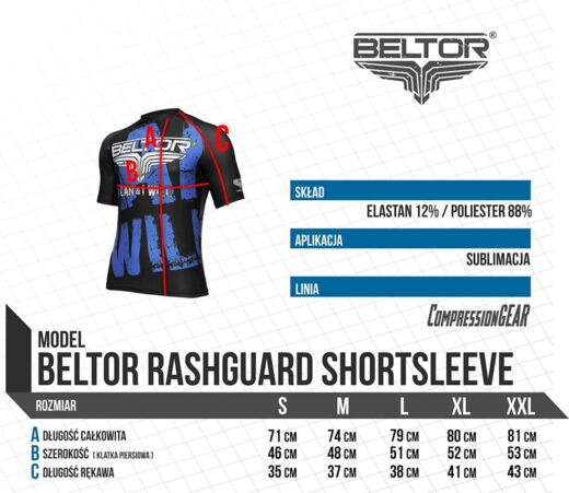Rashguard krótki rękaw Beltor "Cage Raze" kompresyjny - niebieski