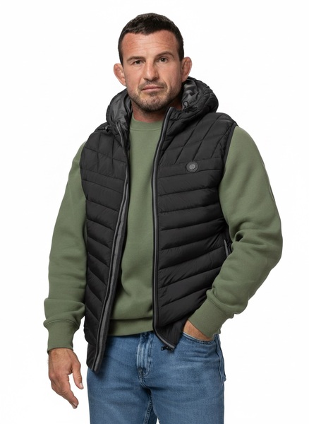 PIT BULL &quot;NAYLOR&quot; Quilted Hooded Vest - Black