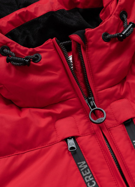 Kurtka zimowa PIT BULL pikowana z kapturem CRESTLINE - czerwony