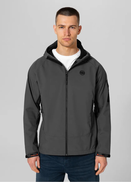 Pit Bull Softshell Airfield men&#39;s jacket with hood - graphite