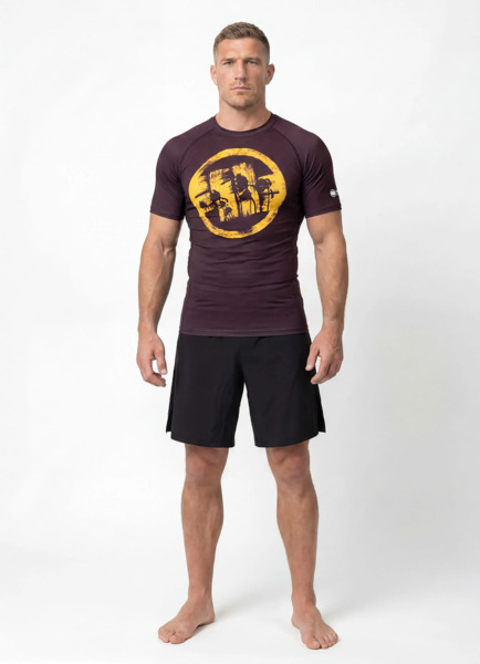 Rashguard PIT BULL "LOGO PALMS" - brązowy