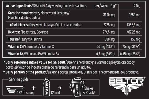 Kreatyna Monohydrat kreatyny Creatine DRON BELTOR 320G VIP SERIES - cytrynowa