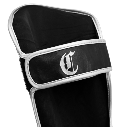 Ochraniacze na goleń i stopę skórzane Cohortes "Aculeo Armis" black/silver