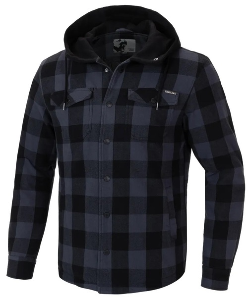 Kurtka flanelowa z kapturem "Pioneer" PIT BULL - szaro/czarna