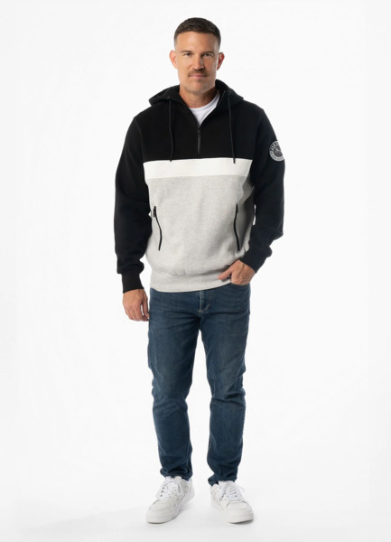 Bluza męska z kapturem PIT BULL "GIBSON" - czarny/szary