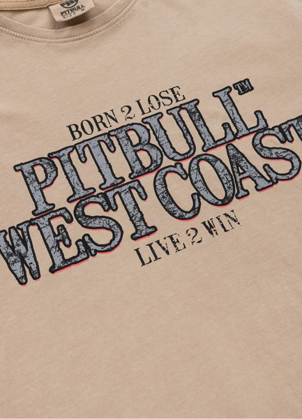  Koszulka męska PIT BULL Denim Washed "ACE OF SPADES II" - piaskowa