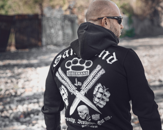 Longsleeve Dobermans Aggressive "ONE CREW GANGLAND" LS384 - granatowy