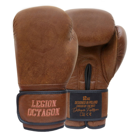 Rękawice bokserskie Legion Octagon PRO Oldschool - brown